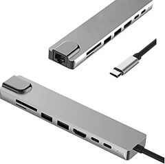 Daytona  FC-10 8 in 1 Type C to 2 Port USB 3.0 2 SD TF HDMI RJ45 2PD Kablolu Adaptör