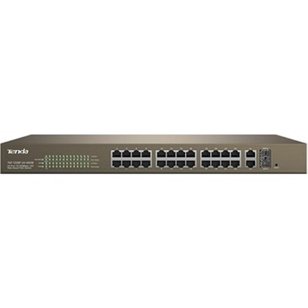 Tenda TEF1226P-24-370W 24 Port Poe+ 10-100 2 Port 10-100-1000 2 Port SFP Switch Çelik Kasa Rack