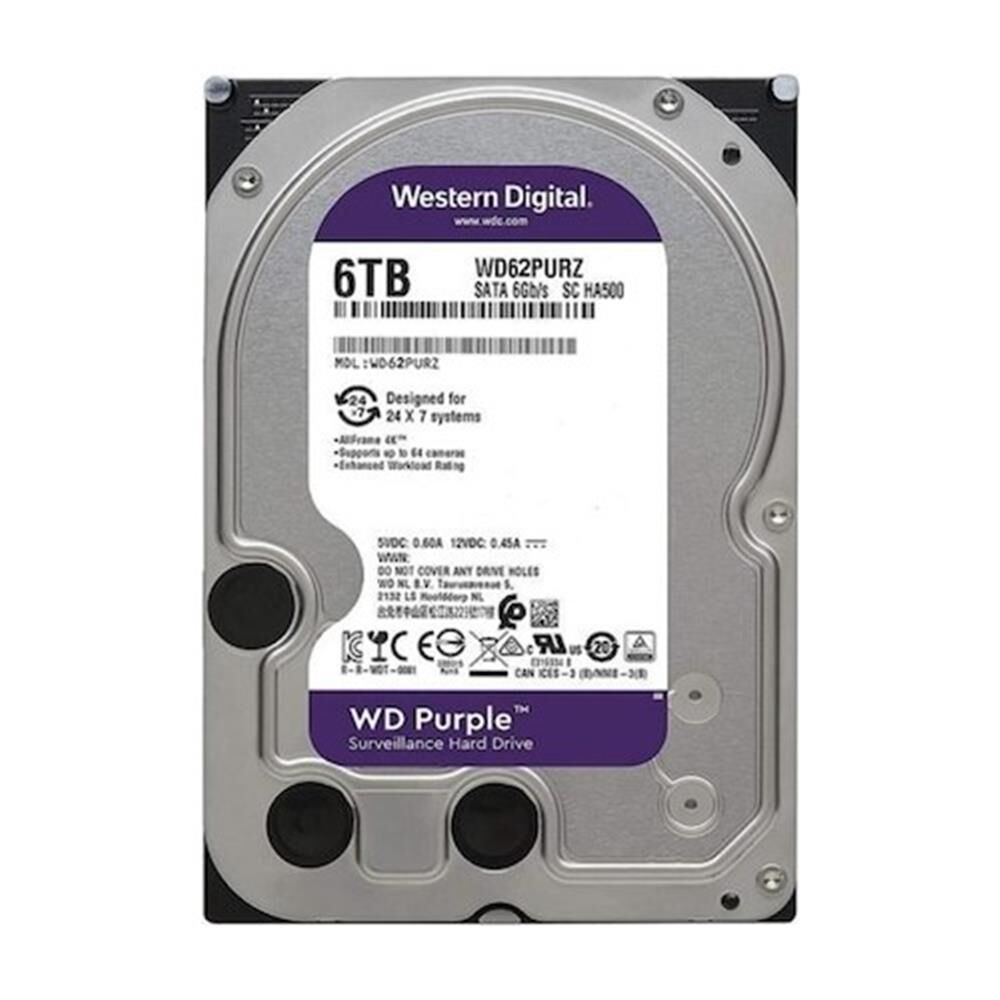 Wd 6TB Purple 3.5'' 256MB Sata 6GB-s 7-24 WD62PURZ Güvenlik Disk