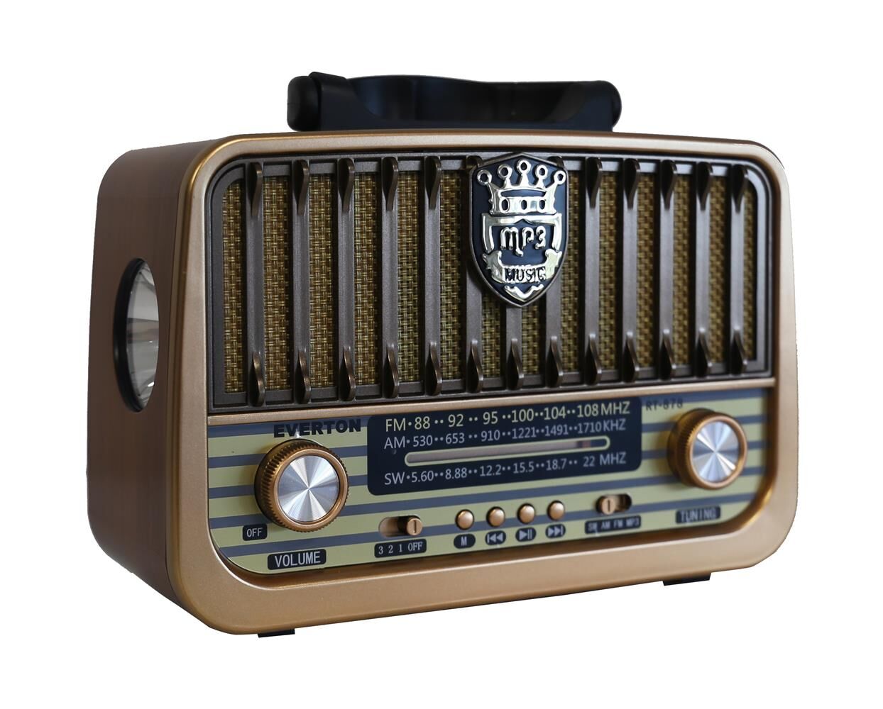 Everton Rt-878 Bluetooth (El Feneri) Fm-Usb-Tf-Aux Şarjlı Nostaljik Radyo