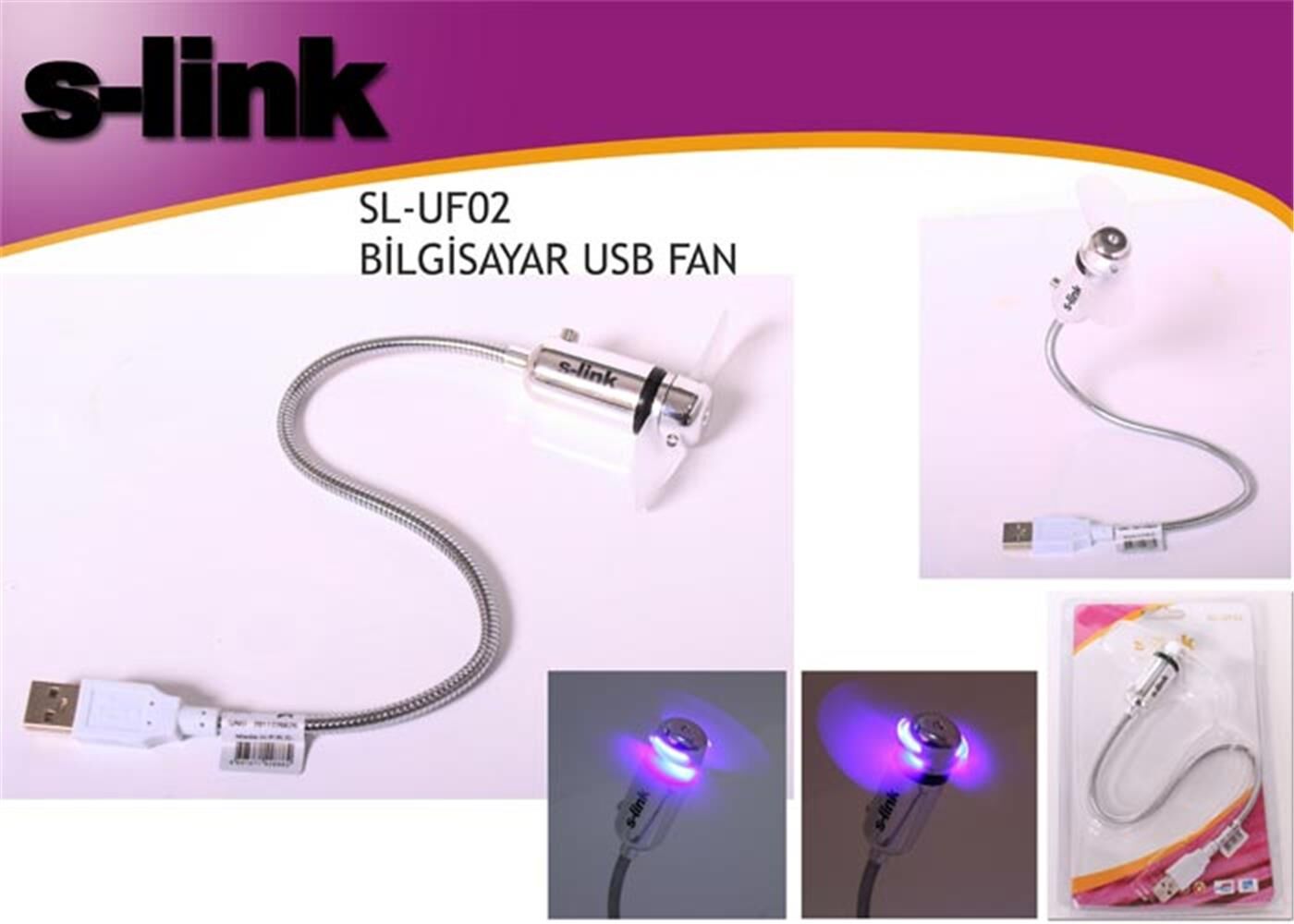 S-link SL-UF02 Anahtarlı + Ledli Usb Fan