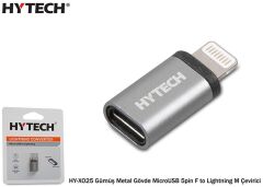 Hytech HY-XO25 Gümüş Metal Gövde MicroUSB 5pin F to Lightning M Çevirici