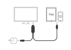 Hytech HY-XO52 Kırmızı-Siyah Lightning to HDMI + USB 2m Mobil Telefon Uyumlu Kablo