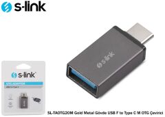 S-link SL-TAOTG20M Gümüş Metal Gövde USB F to Type C M OTG Çevirici