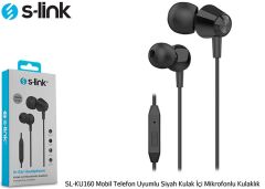 S-link SL-KU160 Mobil Telefon Uyumlu Siyah Kulak İçi Mikrofonlu Kulaklık