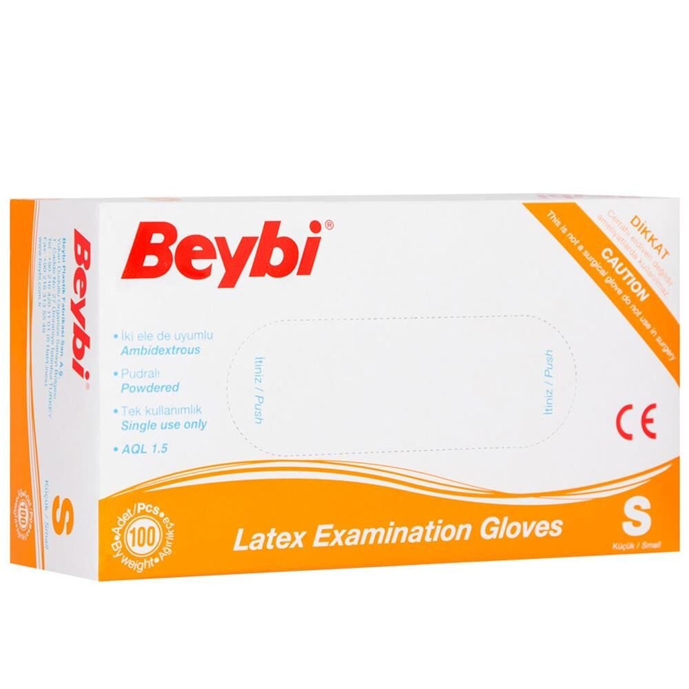 Beybi Lateks Pudralı (S) Small Beden Muayene Eldiven 100lü Paket