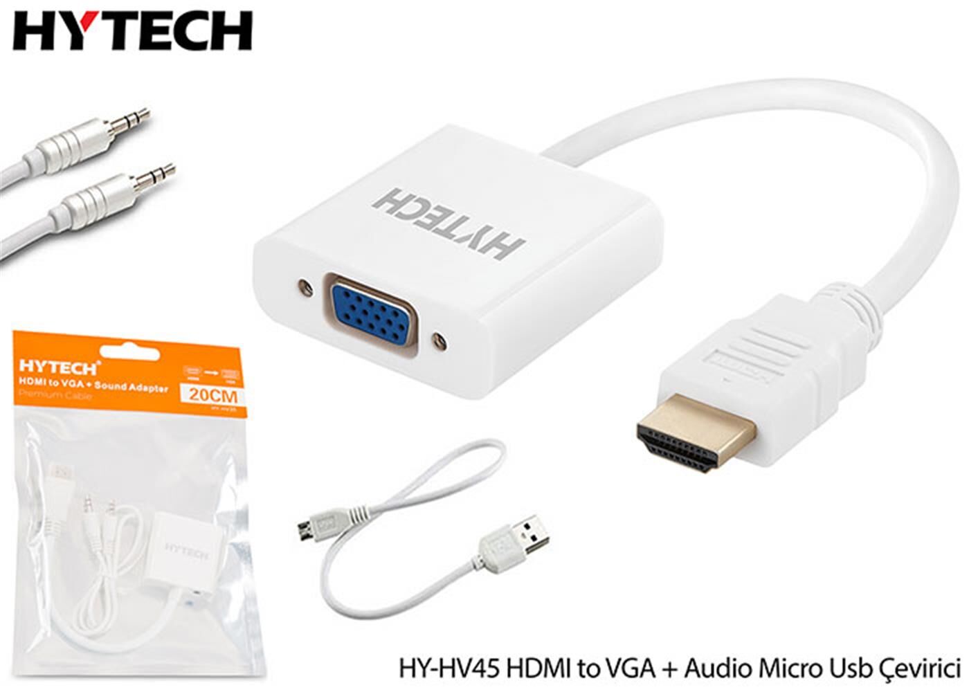 Hytech HY-HV45 HDMI to VGA + Audio Micro Usb Çevirici