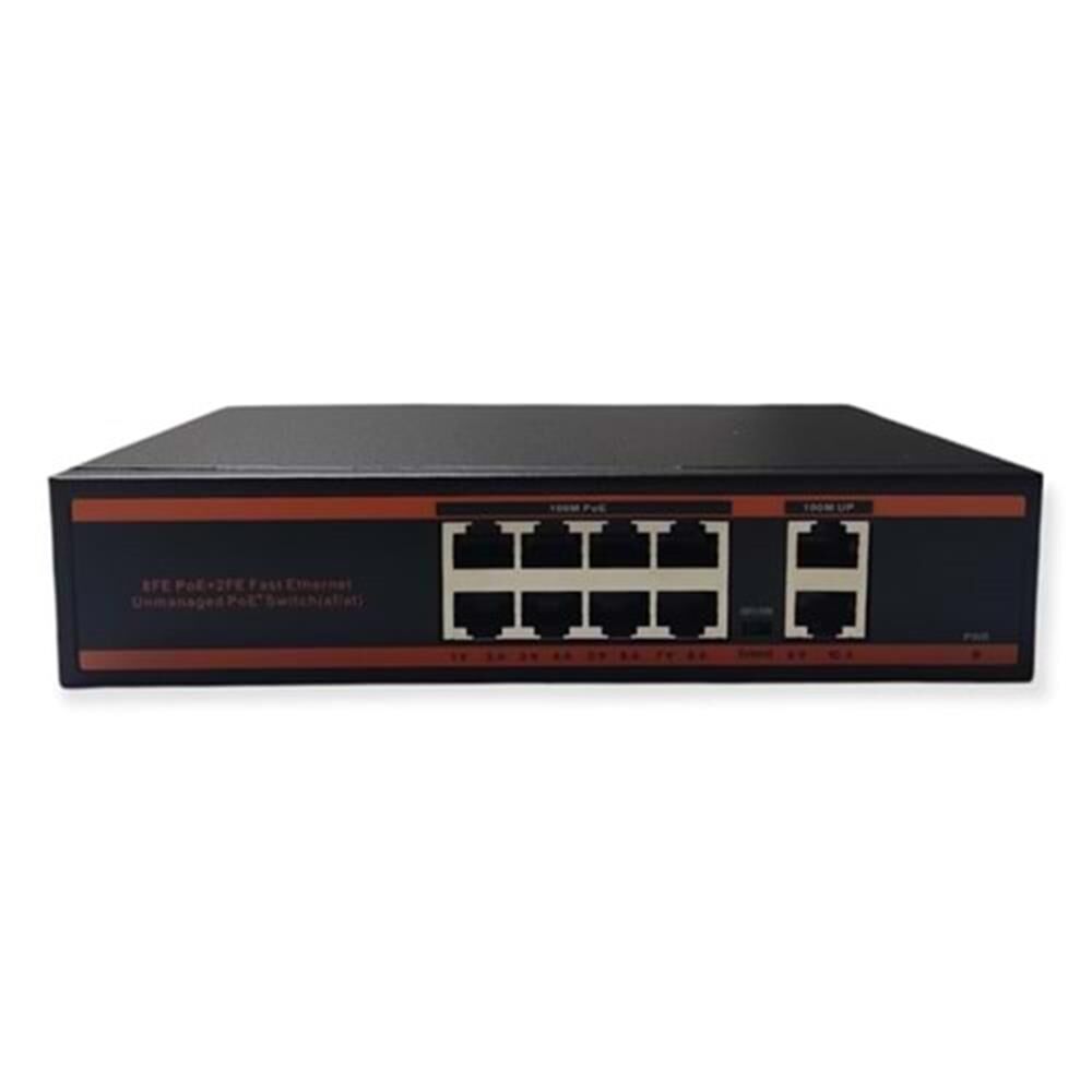 Nova ND1P802ALG 8 Port Poe+ 10-100 Mbps 2 Port 10-100-1000 Mbps Uplink Switch 150W