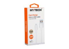 Hytech HY-X893 3m 2.4A Usb to Micro Usb Beyaz Data + Sarj Kablosu